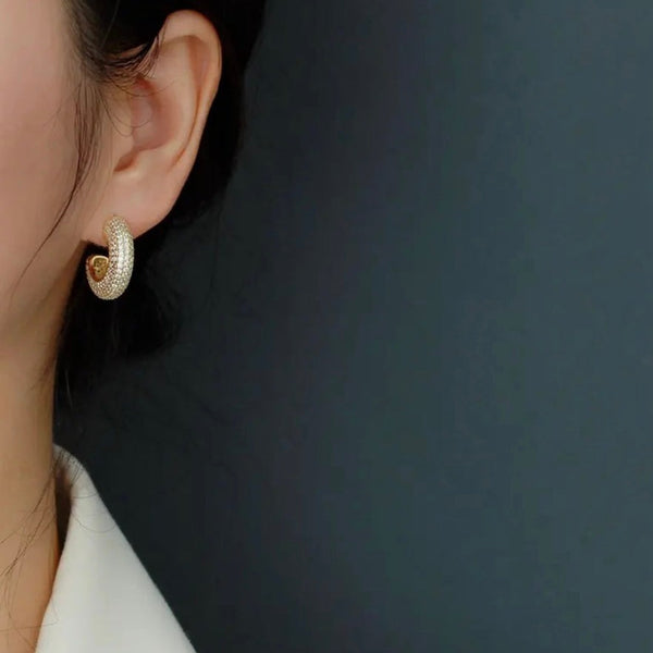 Gina Pavé Hoop Earrings - Gold