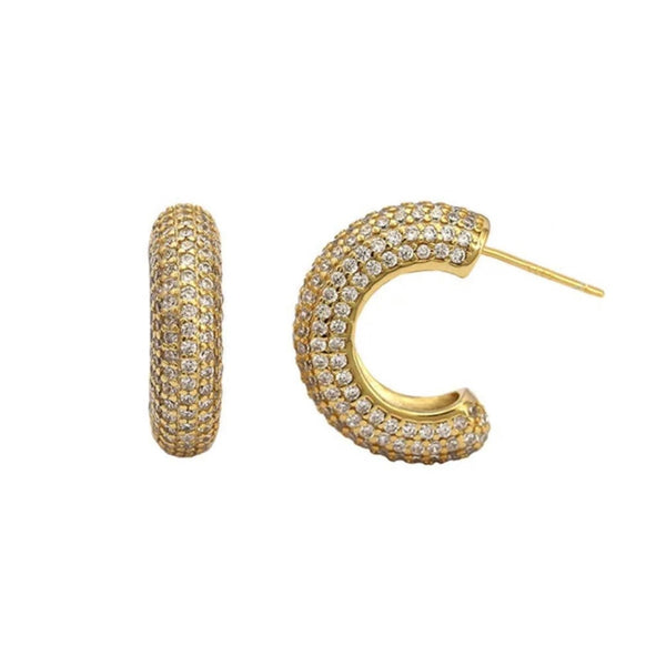 Gina Pavé Hoop Earrings - Gold
