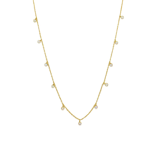 Bezel Droplet Necklace - Gold