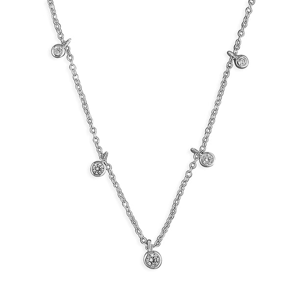 Dainty Rubover Five Droplet Necklace - Silver