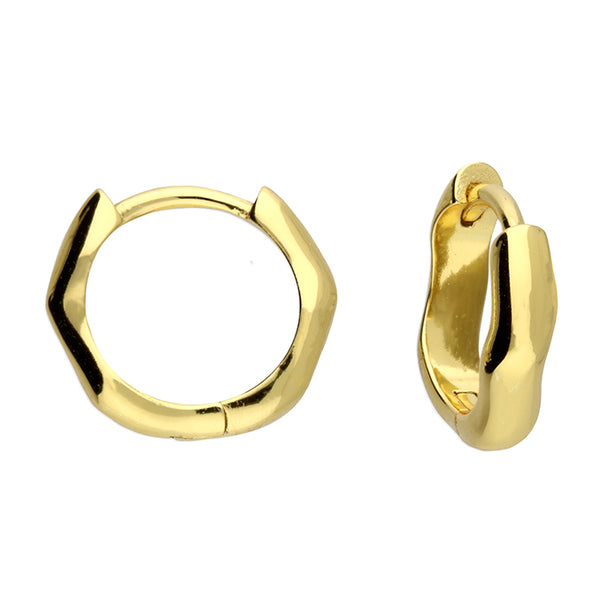 Irregular Geometric Hinged Huggie Earrings - Gold