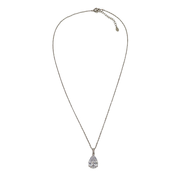 Pear Cut Pendant Necklace - Silver