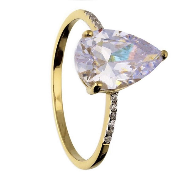 Pear Solitaire Ring - Gold