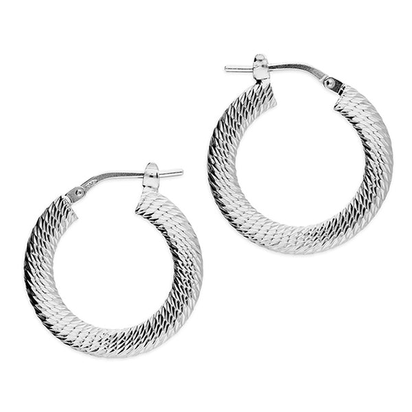 Textured Hoop Earrings - Silver
